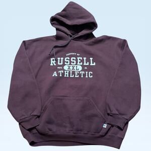 Russell Athletic Hoodie Sweatshirt Mens XL Red Fleece Pullover Phys Ed Graphic